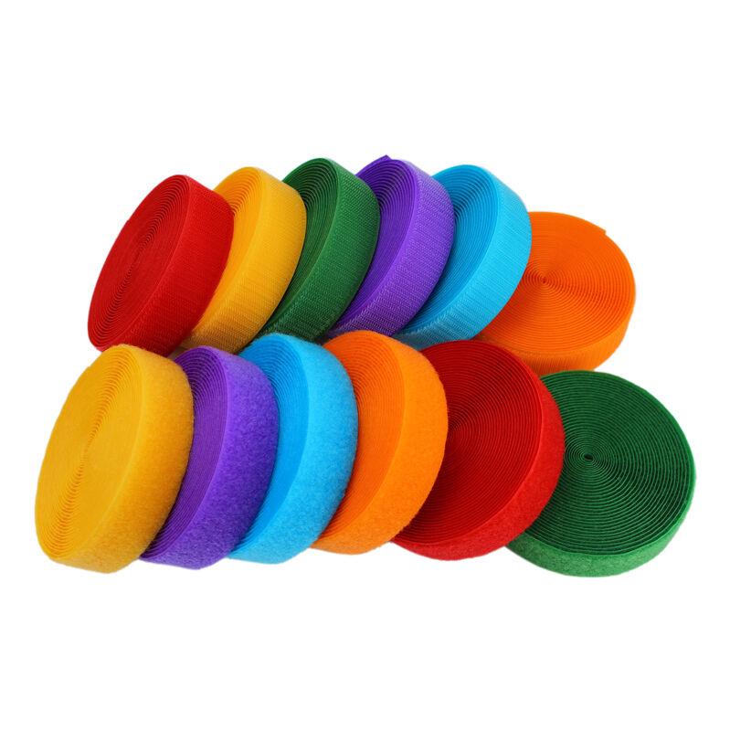 Colored Velcro hook and loop fasteners, colored male and female tapes, colored hook and loop tapes, Velcro for luggage, handbags and clothing